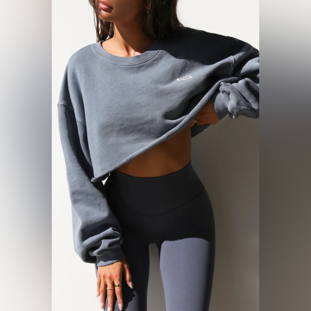 JOAH BROWN CUT OFF SWEATSHIRT FRENCH BLUE